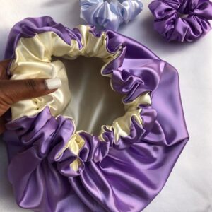 Kit Selene (Gorro de Satín Reversible + Un par de Scrunchies)